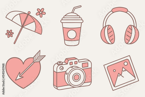 vector illustration of a set of images of food