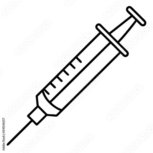 Line art illustration of a medical syringe