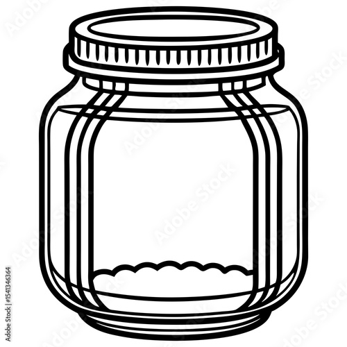 Line art illustration of a glass jar with lid