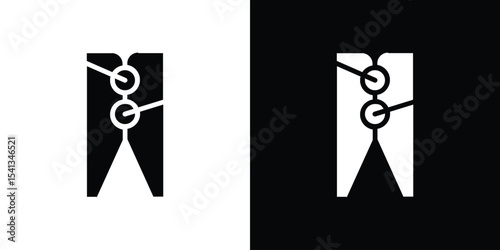 Peg icon in flat black solid vector set