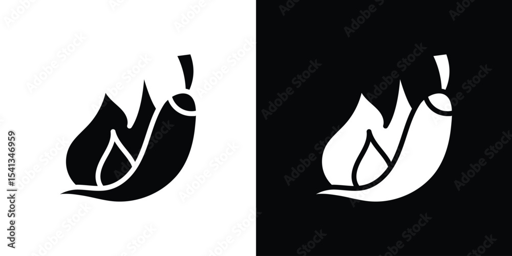 Obraz premium Pepper hot icon in flat black solid vector set