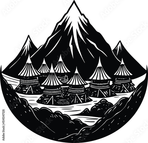 Tribal Village At Mountain Base
