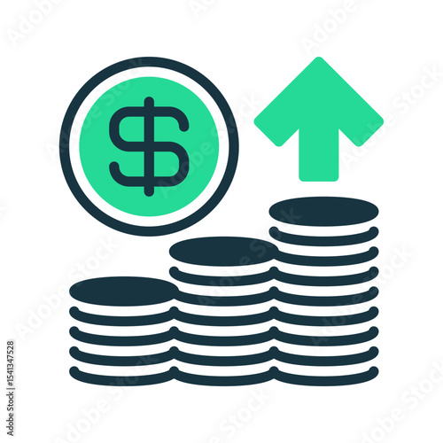 Stack of Coins with Arrow Up line icon. Universal creative premium symbol. Vector sign icon logo template. Vector illustration