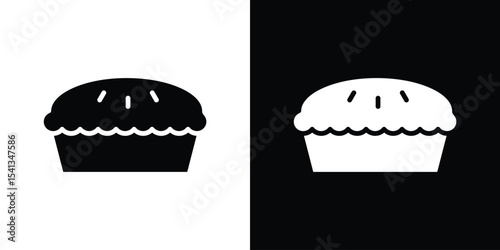 Pie icon in flat black solid vector set