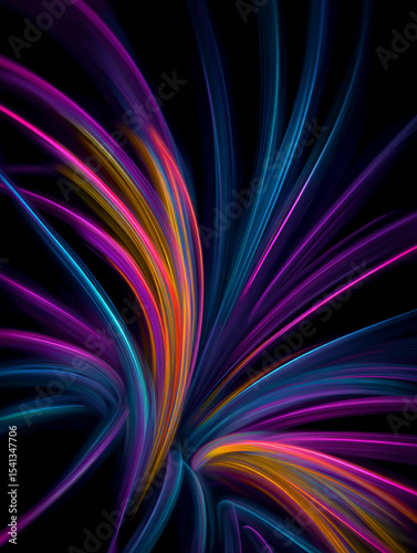 Abstract colorful background with neon light effect, digital art