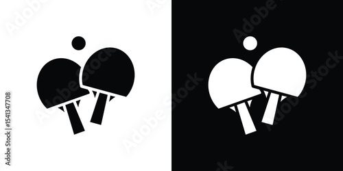 Ping pong icon in flat black solid vector set