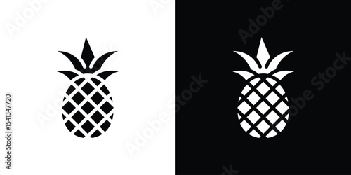 Pineapple icon in flat black solid vector set
