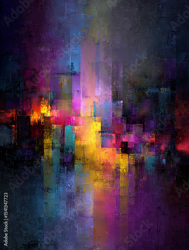 Abstract colorful background with neon light effect, digital art