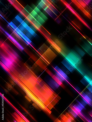 Abstract colorful background with neon light effect, digital art