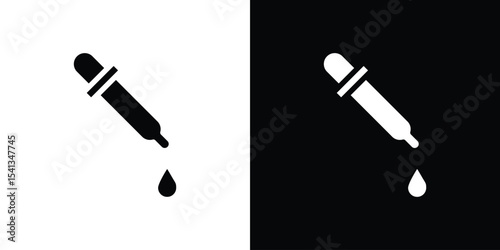 Pipette icon in flat black solid vector set