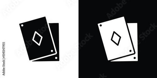 Playing cards icon in flat black solid vector set