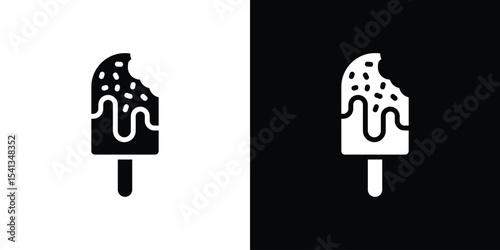 Popsicle icon in flat black solid vector set