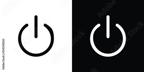 Power icon in flat black solid vector set