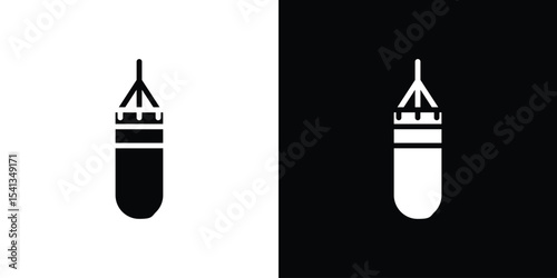 Punching bag icon in flat black solid vector set