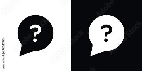 Question icon in flat black solid vector set