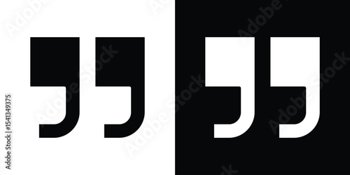 Quote right icon in flat black solid vector set