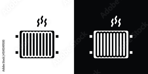 Radiator icon in flat black solid vector set