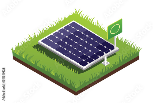 Solar Panel with Green Energy Flag