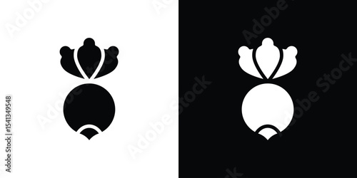 Radish icon in flat black solid vector set