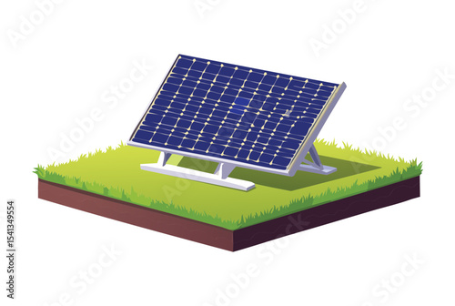 White Frame Solar Panel Isometric