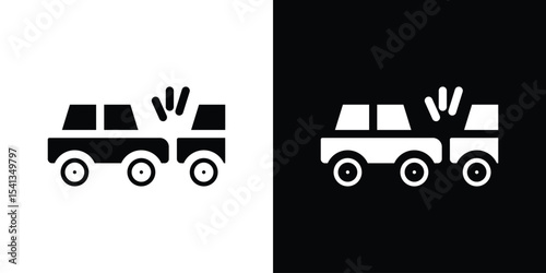 Rear end collision icon in flat black solid vector set