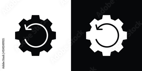 Recovery icon in flat black solid vector set