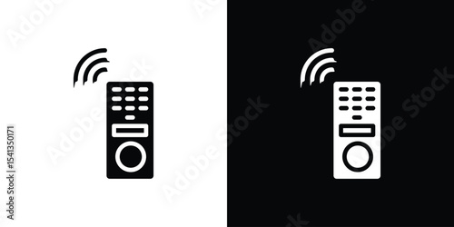 Remote icon in flat black solid vector set