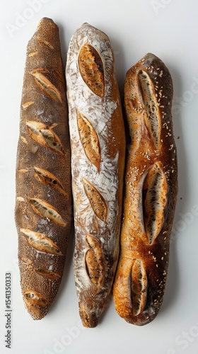 Loaves on white background top view