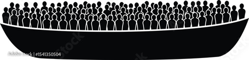 Refugee Journey by Boat, Open Sea, Vector Illustration, Emotional Landscape, A Call for Compassion