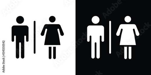 Restroom icon in flat black solid vector set