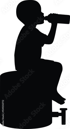 Vector Illustration of a Boy Drinking Water in a Secure Environment