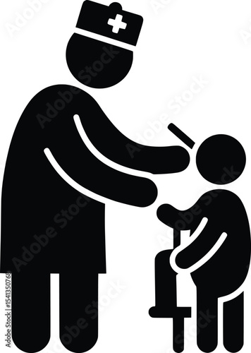 Vector Illustration of Caregiver and Child in Healthcare Setting