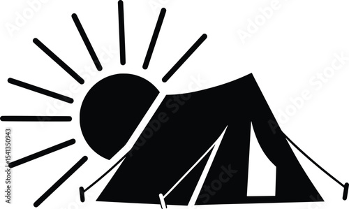 Vector Illustration of Tent Under Sunlight in Humanitarian Camps