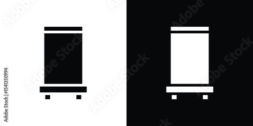 Roll up banners icon in flat black solid vector set