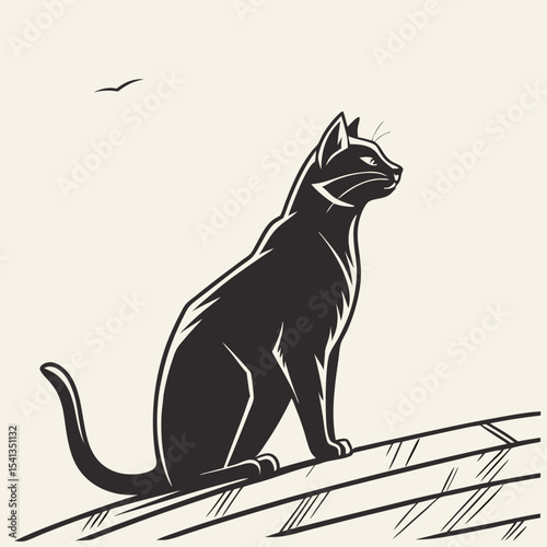 black cat on a white background