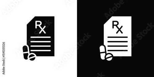 RX icon in flat black solid vector set