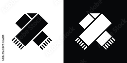 Scarf icon in flat black solid vector set