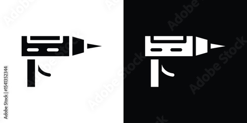Sealants gun icon in flat black solid vector set
