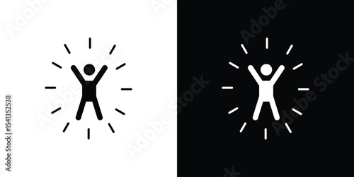 Self confidence icon in flat black solid vector set