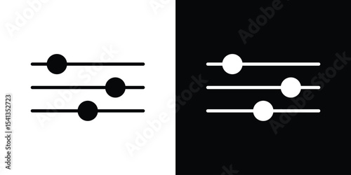 Settings sliders icon in flat black solid vector set