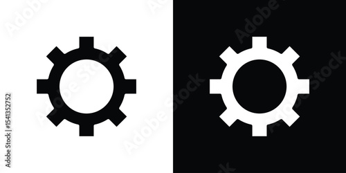 Settings icon in flat black solid vector set