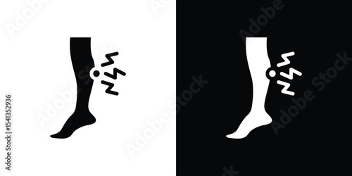 Shin pain icon in flat black solid vector set