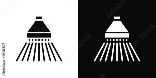 Shower down icon in flat black solid vector set