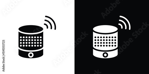 Smart speaker icon in flat black solid vector set