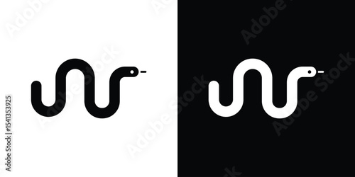 Snake icon in flat black solid vector set