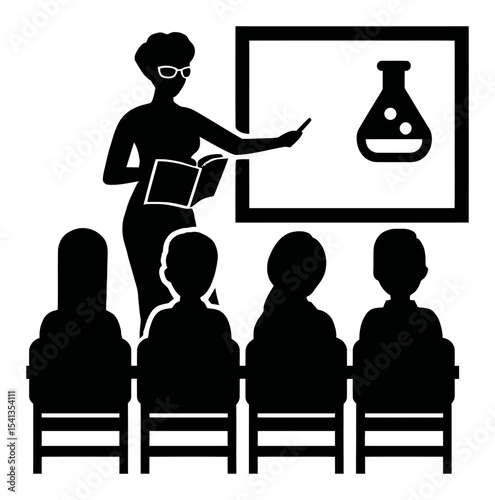 Teacher Presenting Science Concepts with Illustrative Experiment in Classroom