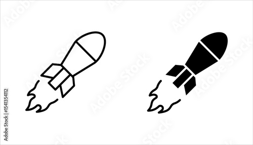 Missiles rocket iconы set. Military Equipment, Atomic War, vector illustration on white background