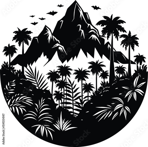 Jungle On Mountain Ridge Landscape