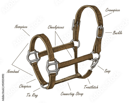 Horse halter parts scheme vector