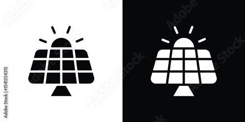 Solar panel icon in flat black solid vector set